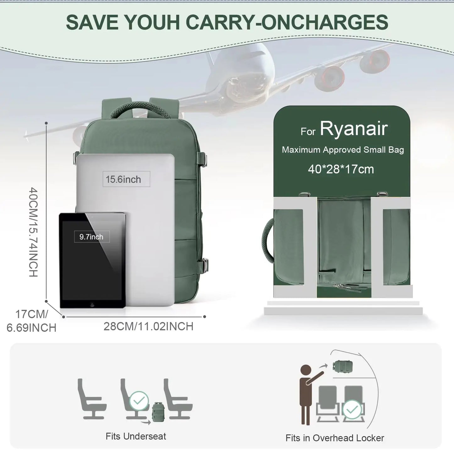 JetTrail Ryan™ Travel Backpack Cabin Bag Hand Luggage Leisure Laptop Backpack