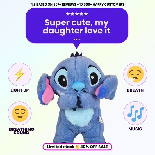 Stitch Plush Doll Breathing with Lighting & Music 